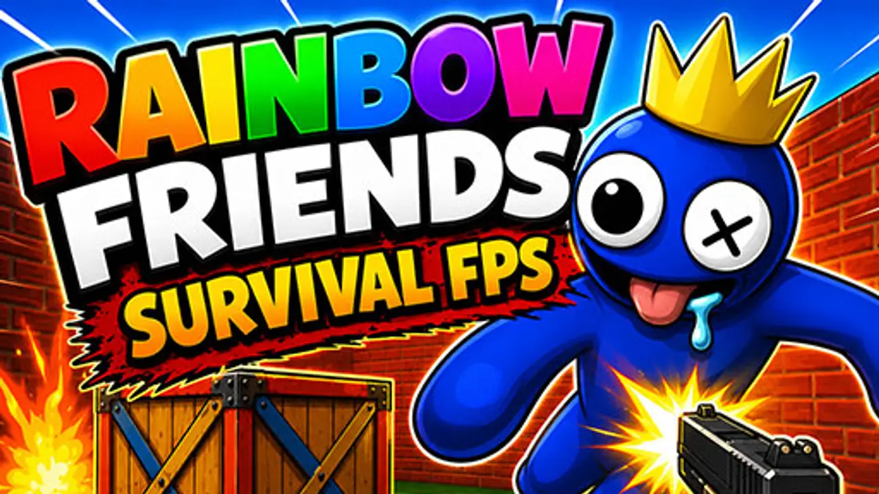 Rainbow Friends Survival FPS gameplay screenshot